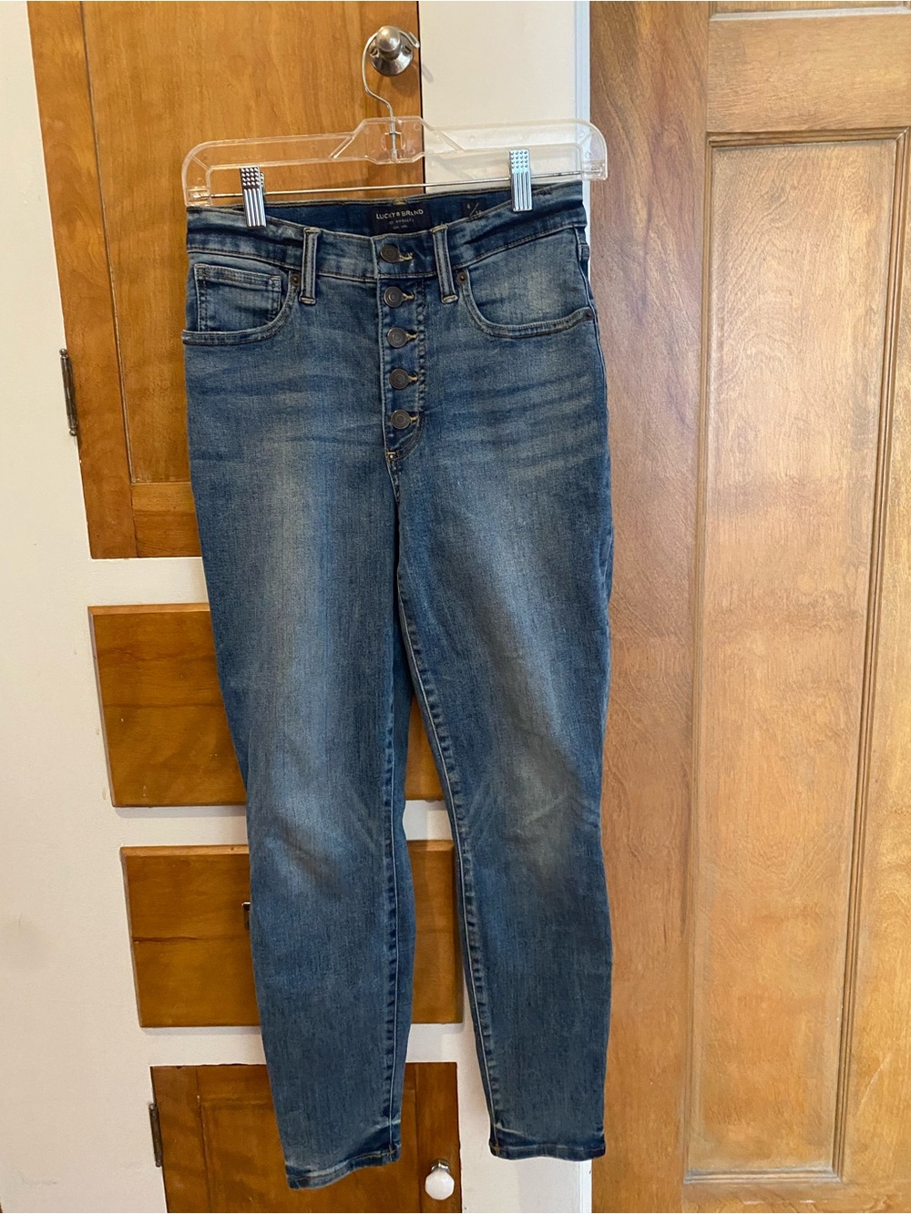 Lucky Brand Button-Fly High-Rise Skinny Blue Denim Jeans